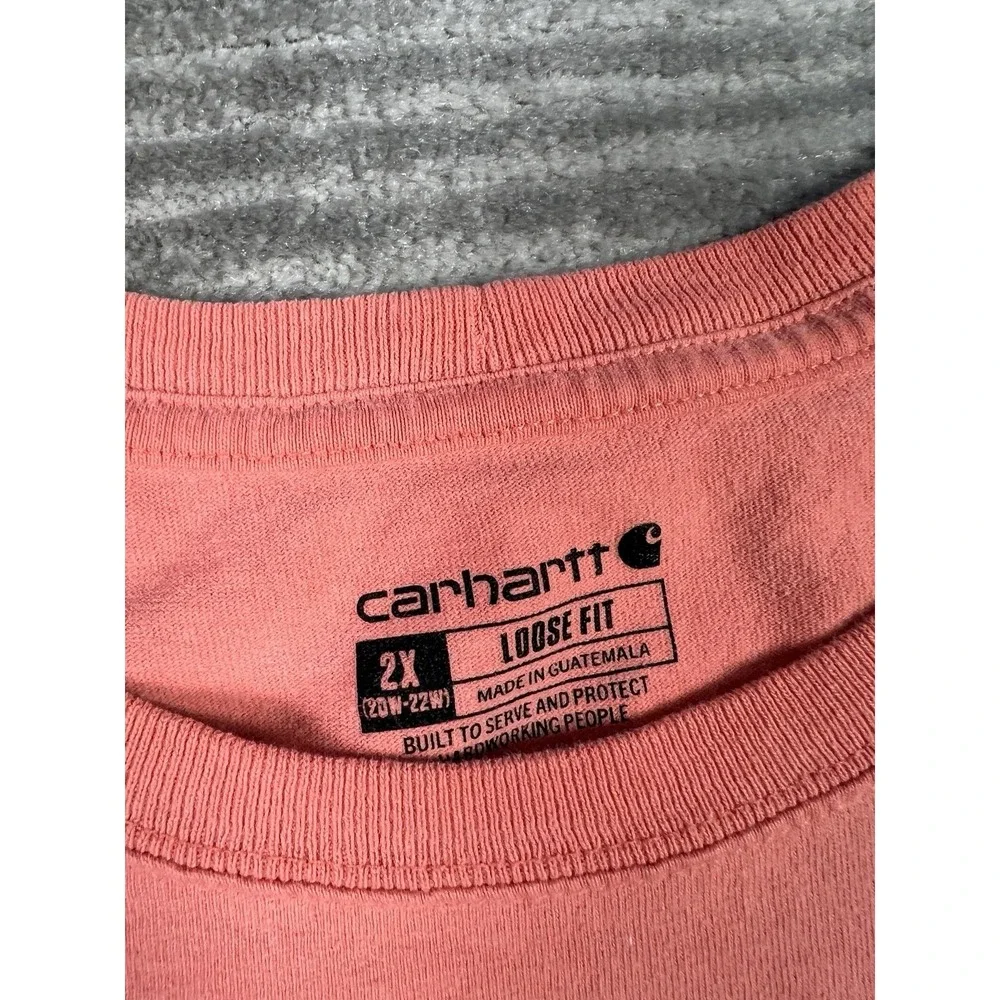 Carhartt Top Womens 2X Pink‎ Shirt Loose Fit Short Sleeve Pocket - Picture 10 of 13